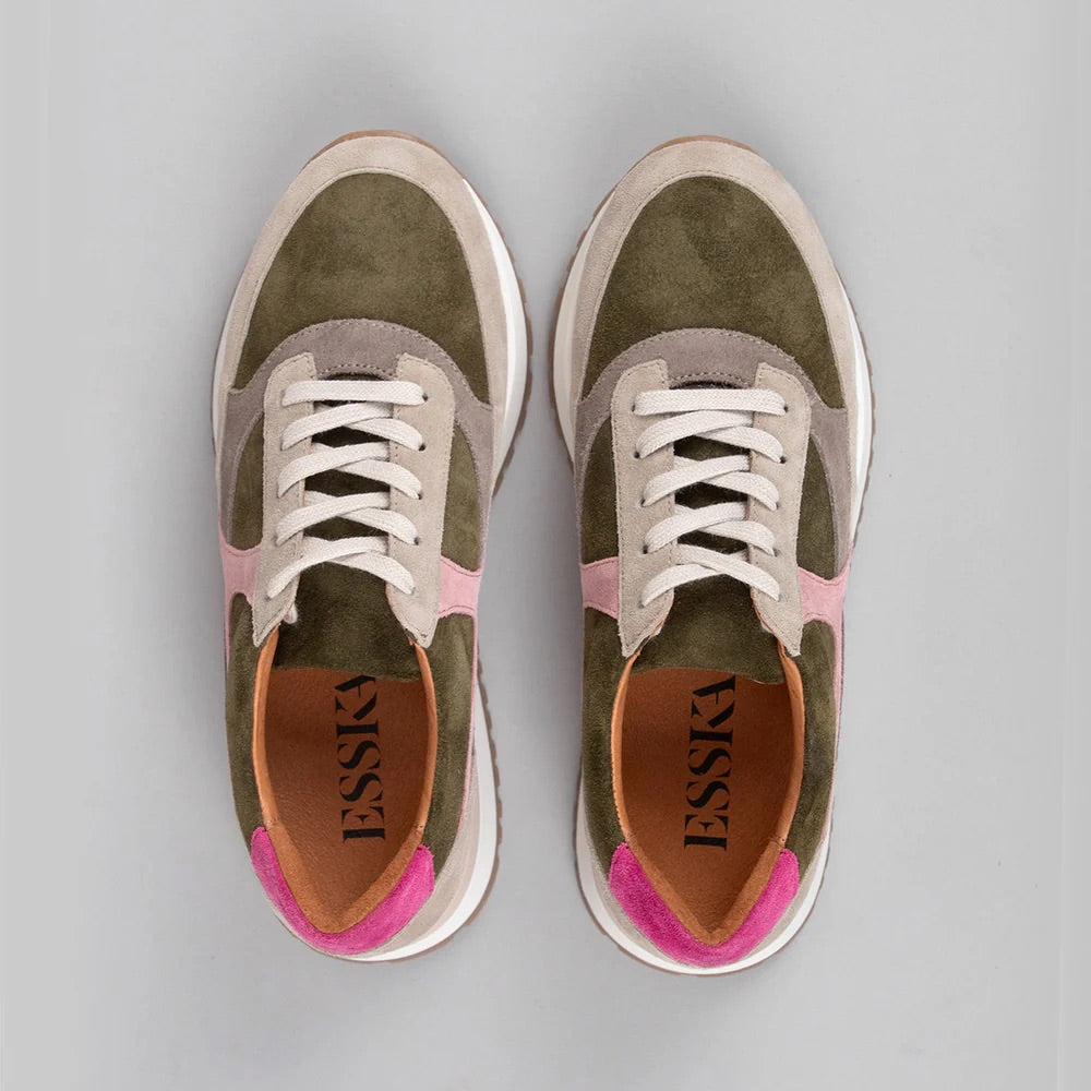 Esska Cinda Trainers in Khaki &amp; Pink