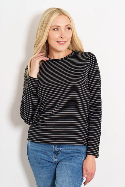 Striped Black &amp; White Long Sleeved Top