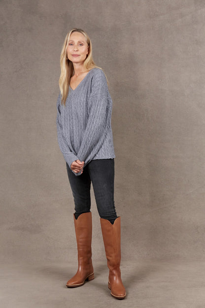 Eb &amp; Ive Alawa Jumper in Cable Knit in Smoke Grey