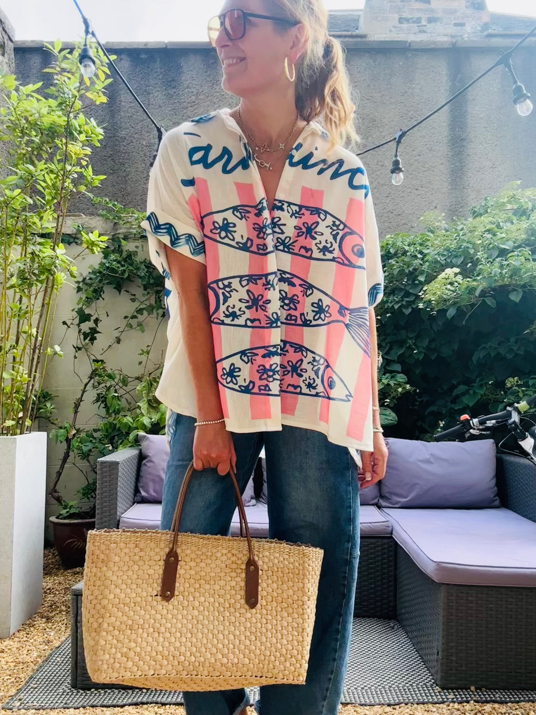 Sardine Shirt in Pink and Blue (one size)