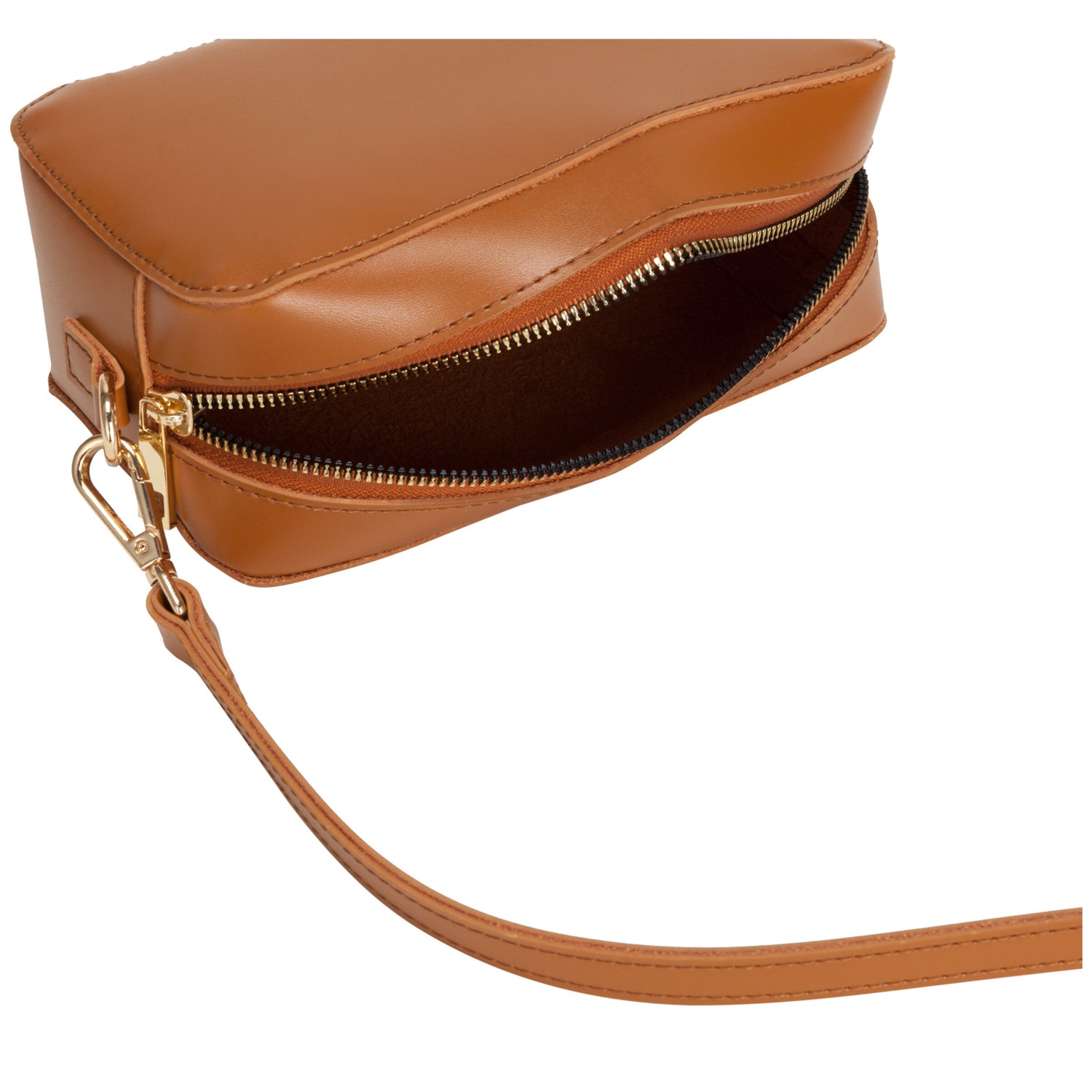 Small Zip Top Camera Bag In Tan