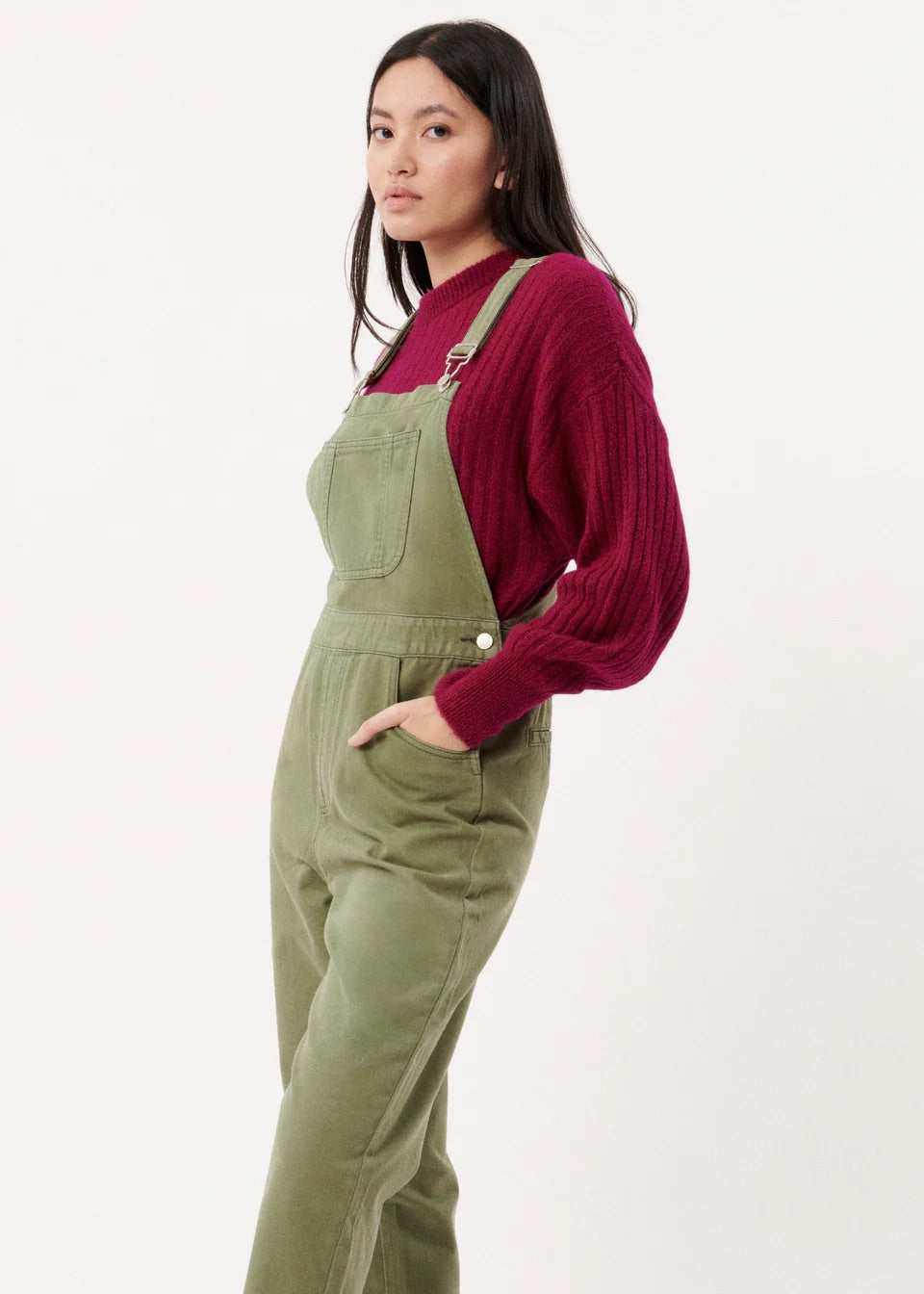 FRNCH Loue Sage Green Straight Leg Dungarees