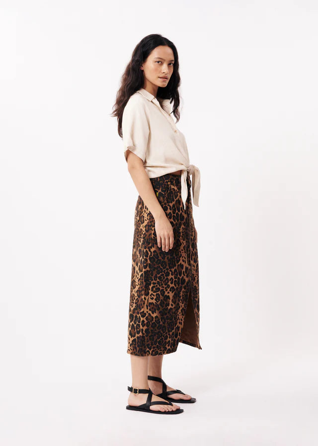 FRNCH Nassia Leopard Print Skirt