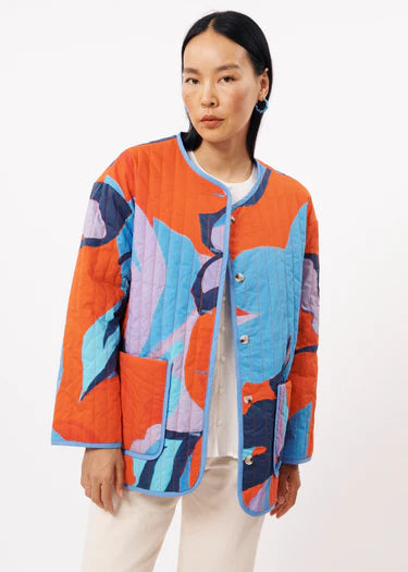 FRNCH Annae Quilted Jacket In Moving Flowers