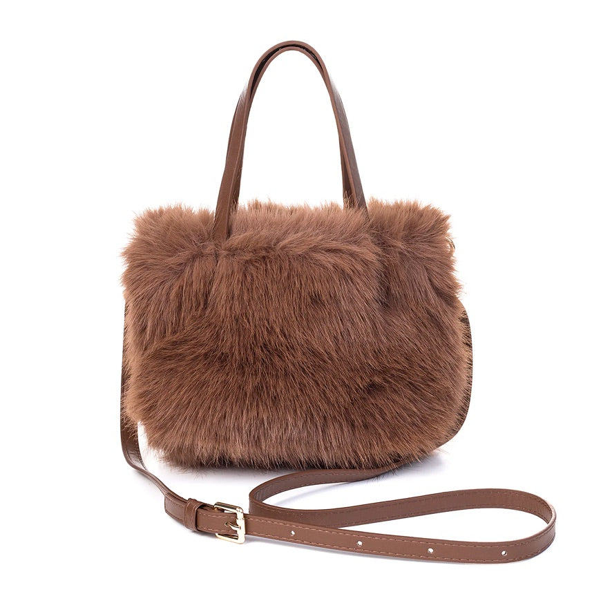 Misty Faux Fur Bag in Mocha Mousse