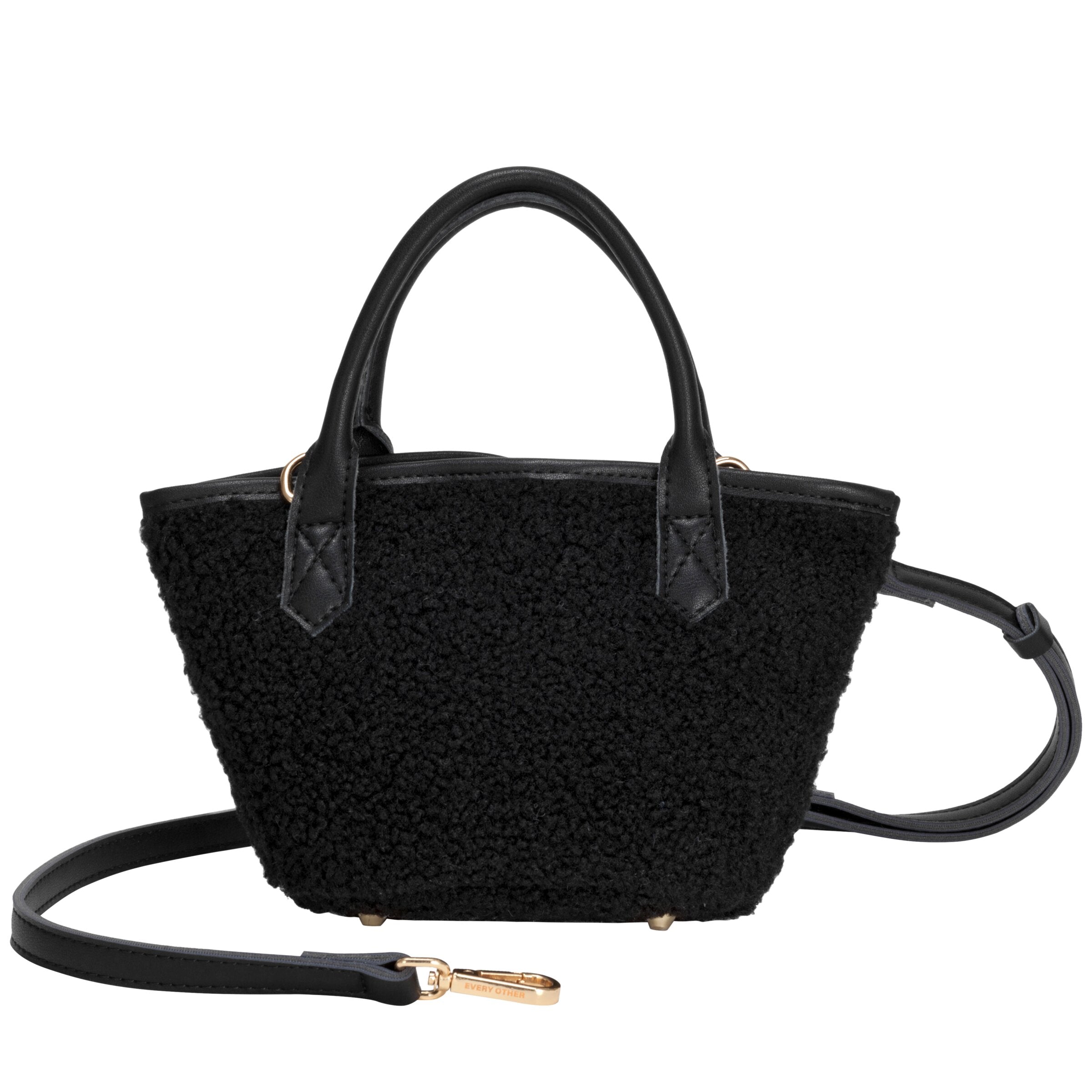 Mini Sherpa Bucket Bag In Black