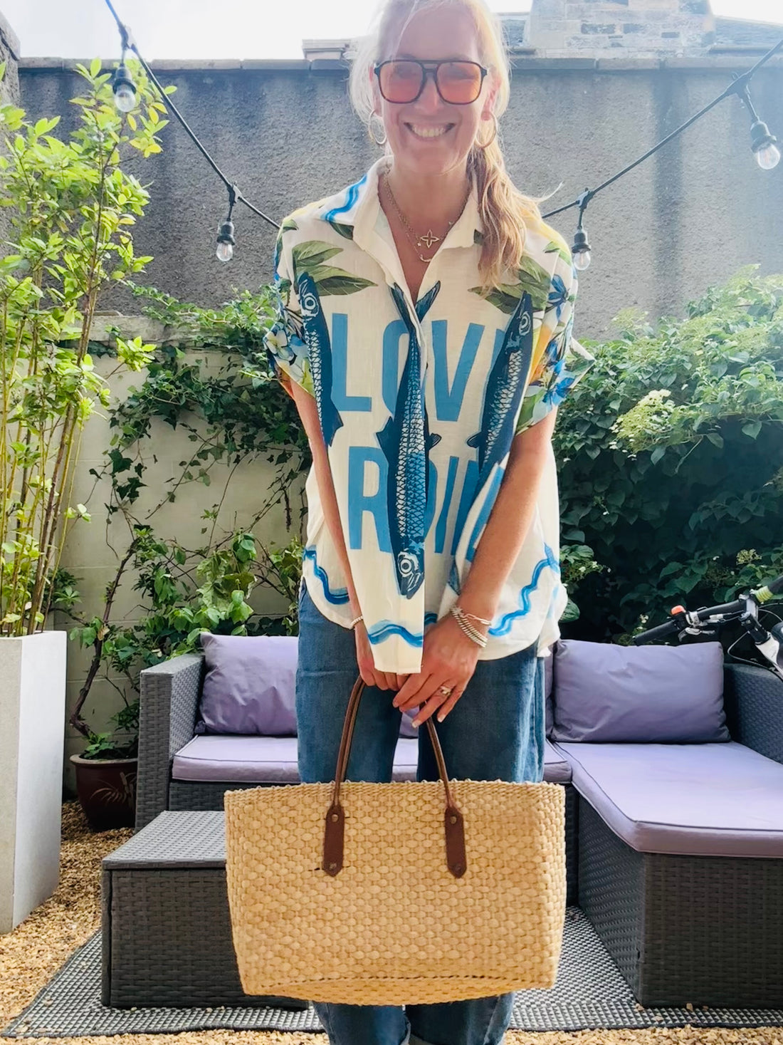 Sardine Shirt in Blue and Yellow (one size)