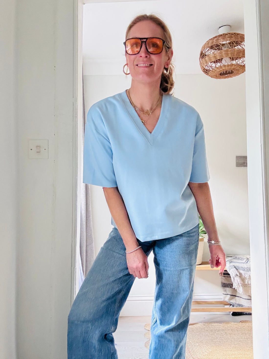 MbyM V Neck Tee in Blue