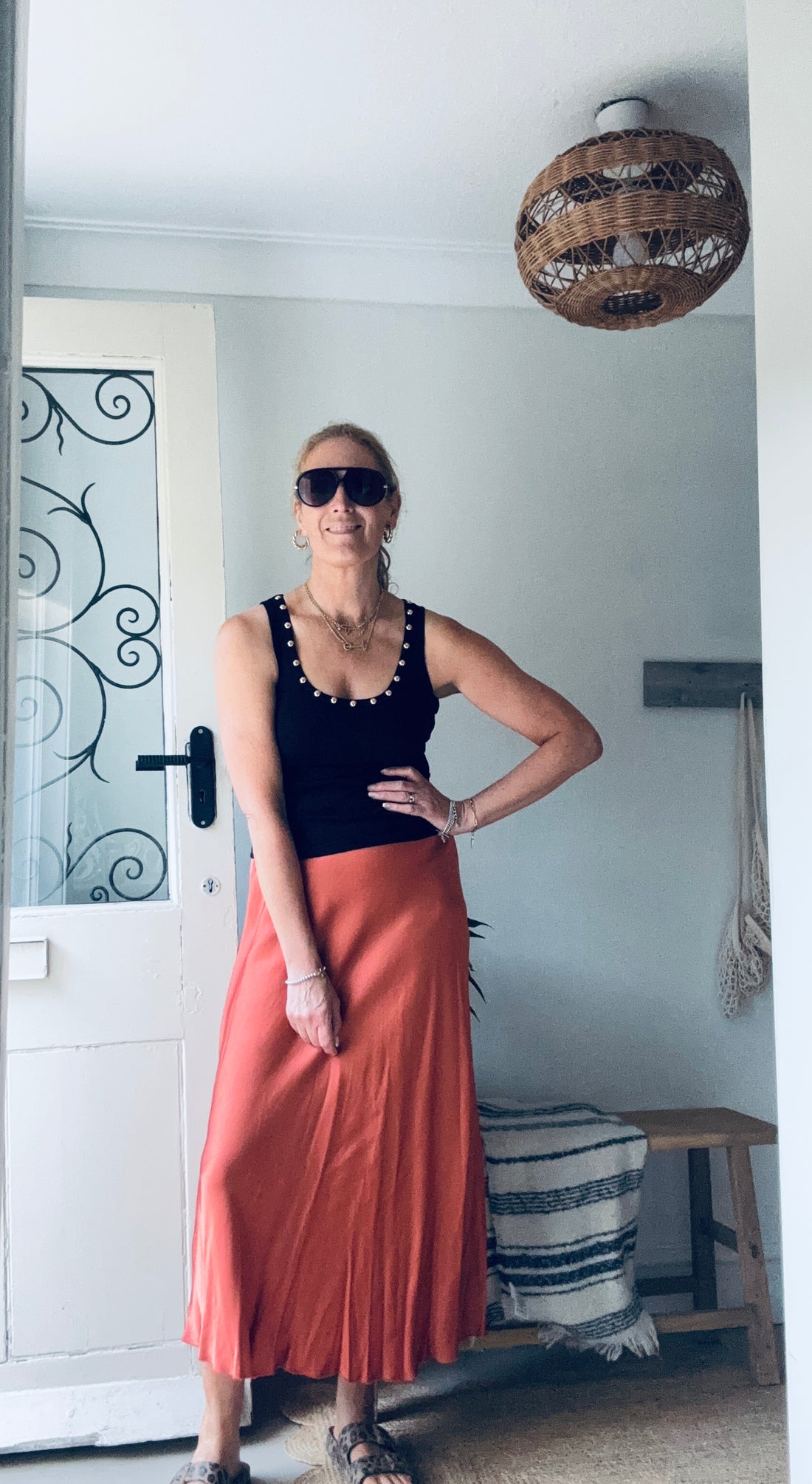 Moma Satin Slip Skirt In Copper (ONE SIZE)