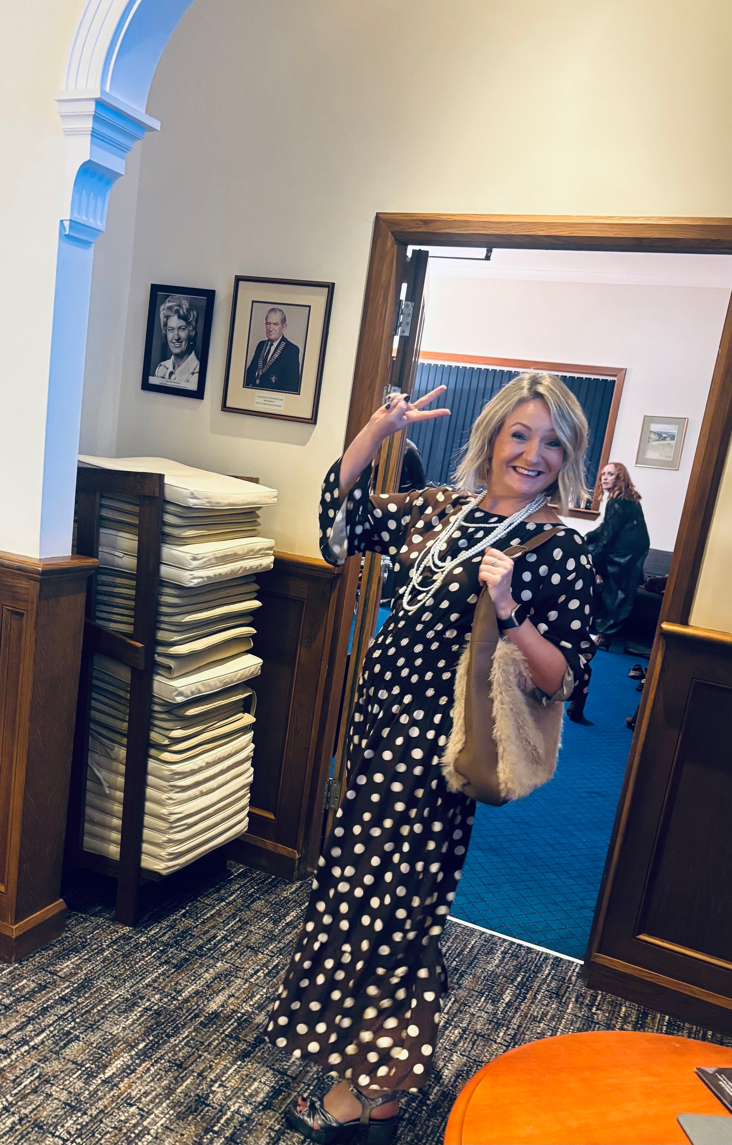 Polka Dot Shirred Waist Dress in Chocolate Brown (ONE SIZE