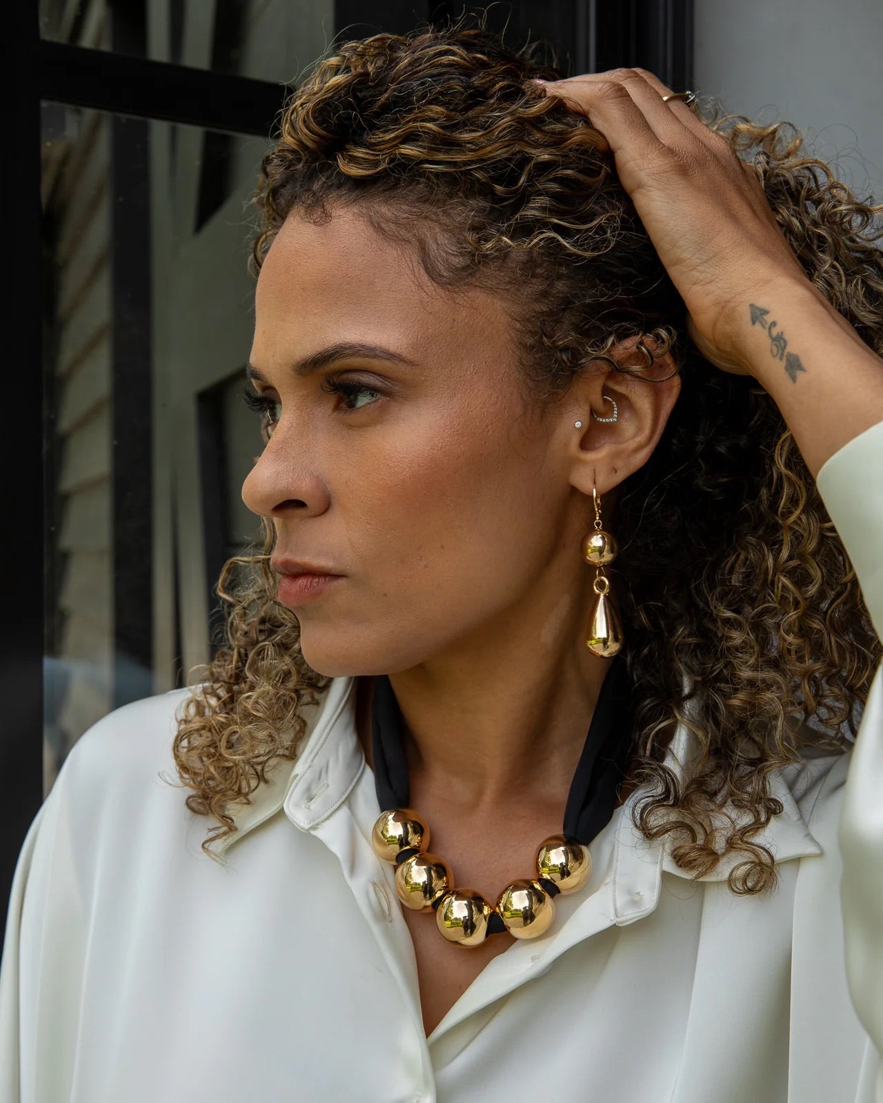 Herne Gold Ball &amp; Satin Necklace