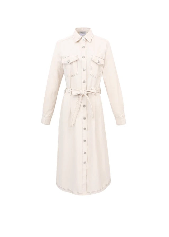 Frnch Clotilda Denim Dress in Creme