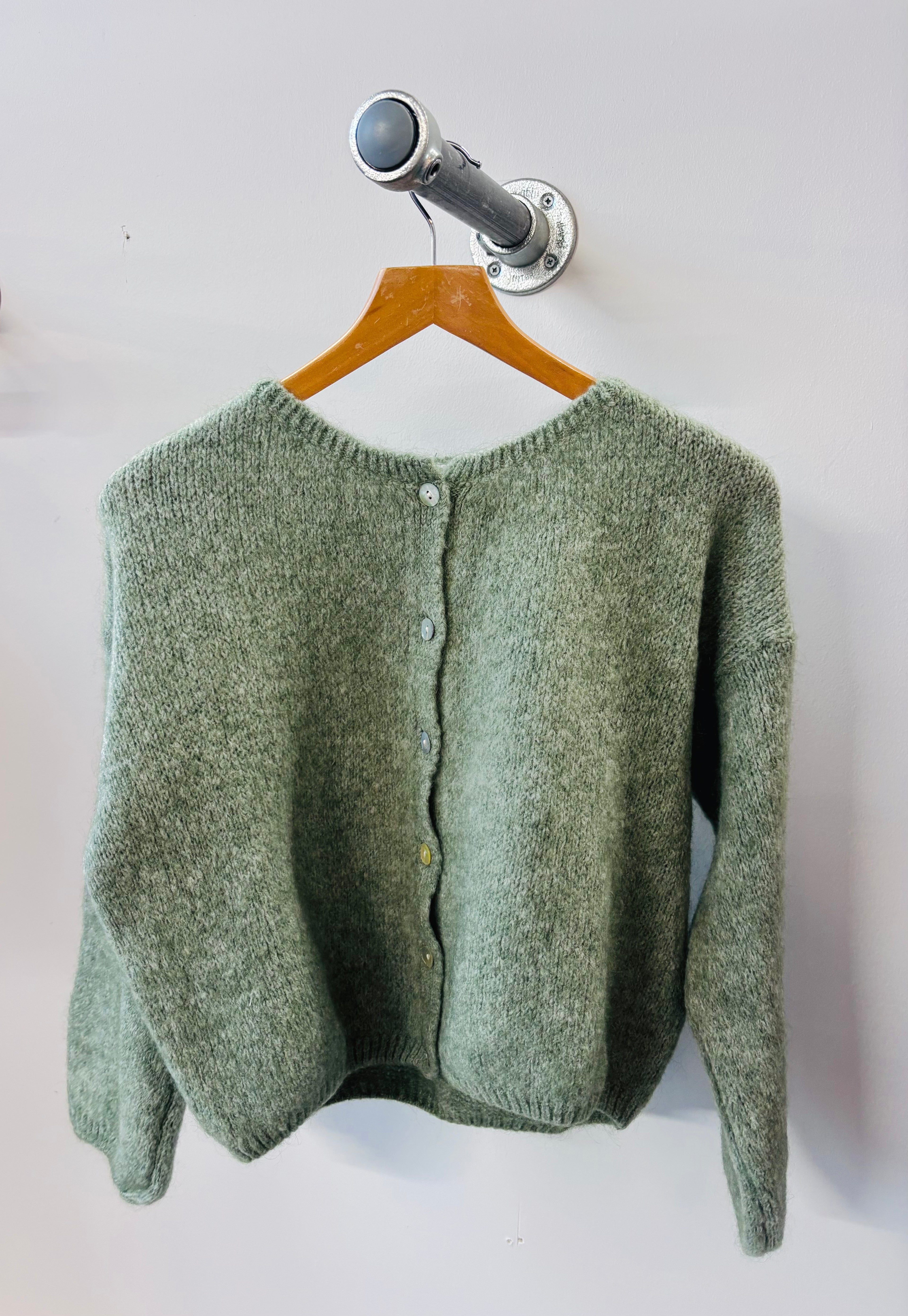 Tilly Mohair Cardigan in khaki marl(ONE SIZE)