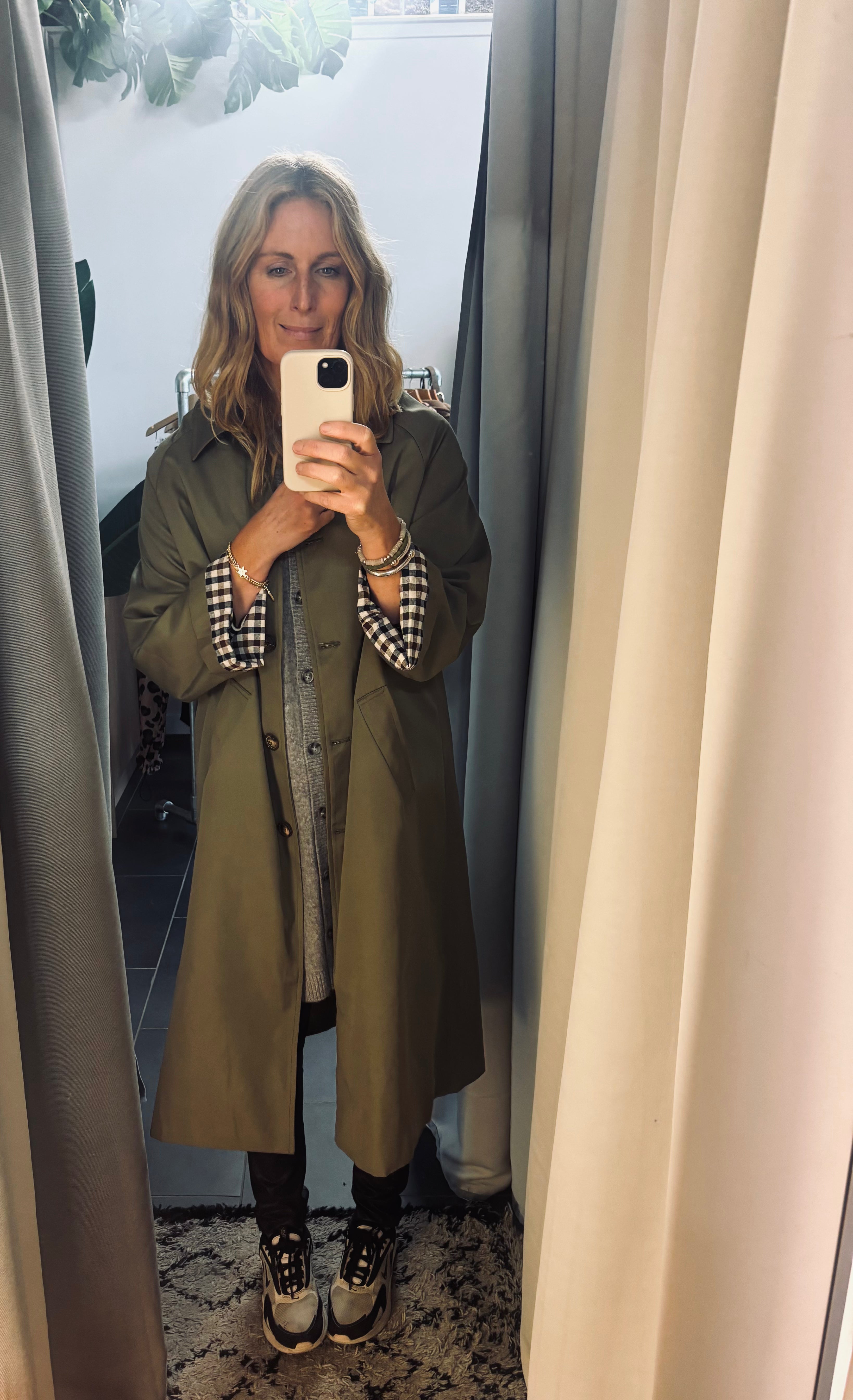 Khaki Jacket with Check Lining