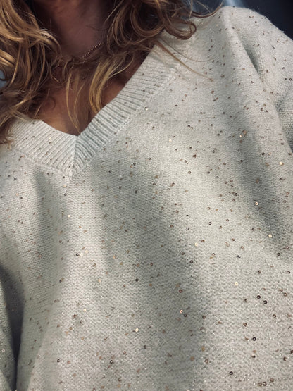 FRNCH Ornella Creme Knit with Sequins