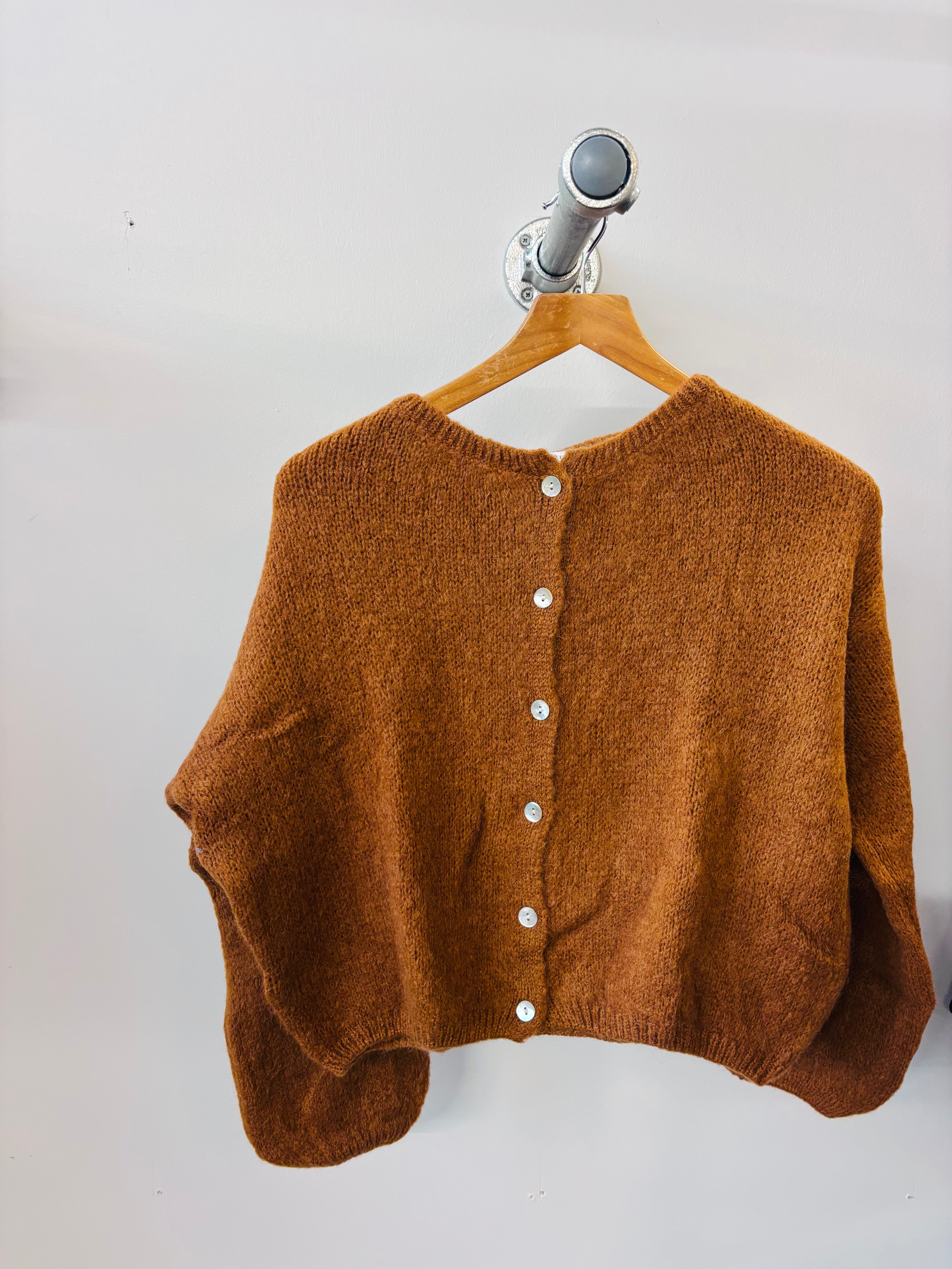 Tilly Mohair Cardigan in brown  (Long Sleeved - ONE SIZE)