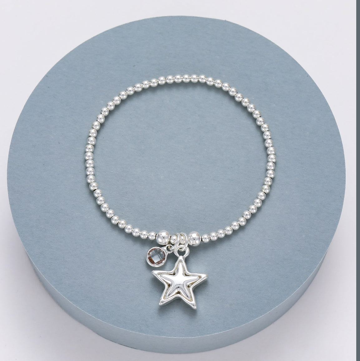 Beaded Bracelet with Star Charm Silver