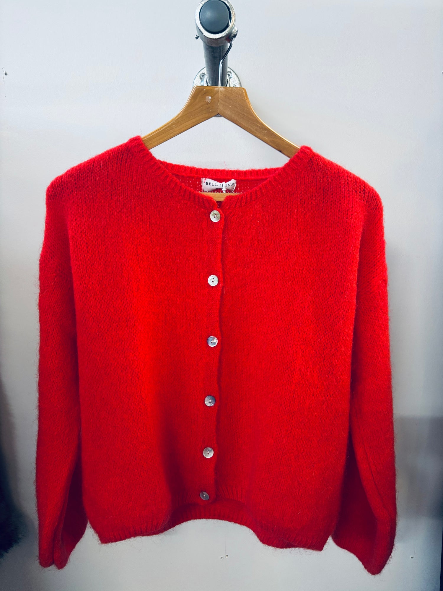 Tilly Mohair Cardigan in Red (Long Sleeved - ONE SIZE)