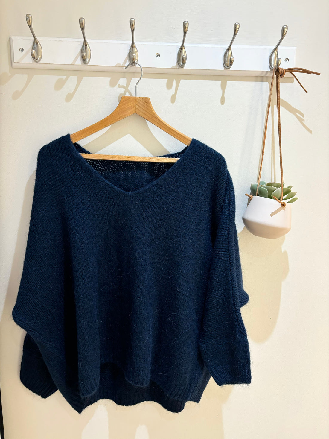 Ruby Mohair V Neck Jumper - Navy