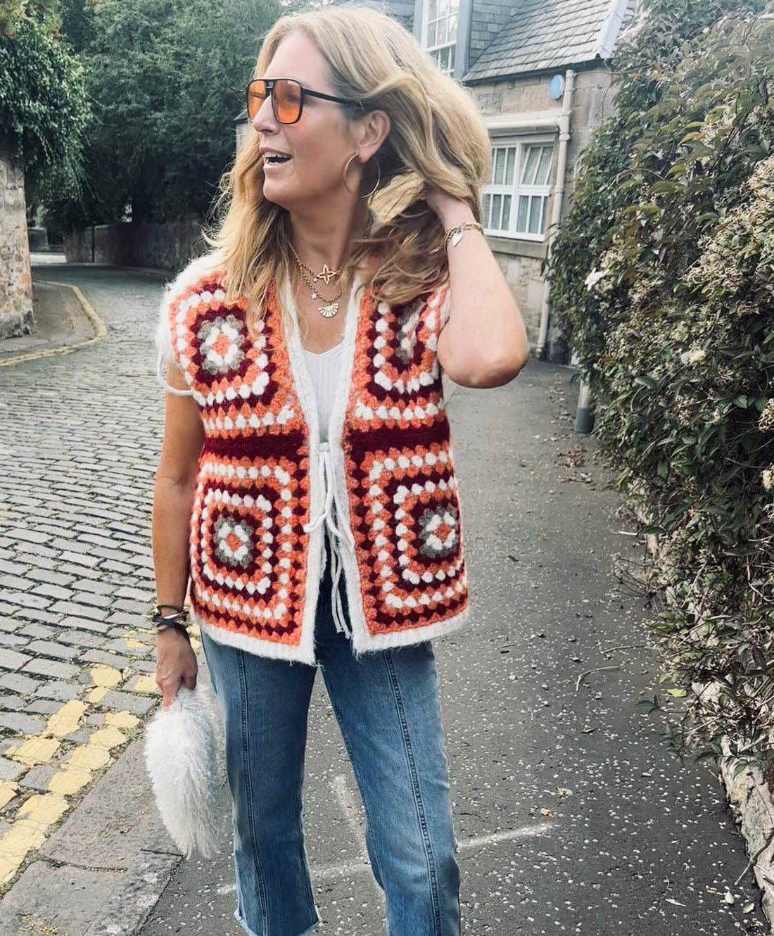 Pria Crochet Knit Gilet Waistcoat Cardigan (ONE SIZE)