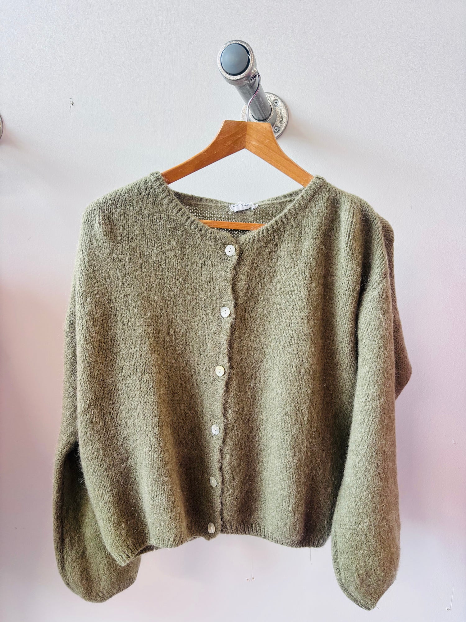 Tilly Mohair Cardigan in khaki (ONE SIZE) long sleeve