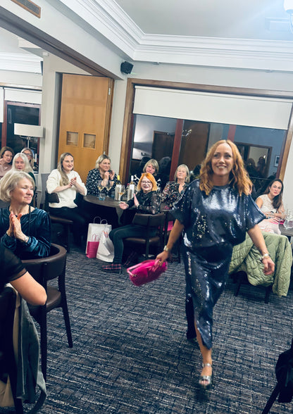 FRNCH Ross Sequin Skirt in Bleu Jeans