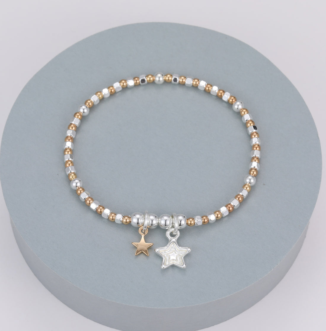Beaded Bracelet In Multi with Twin Star Charms