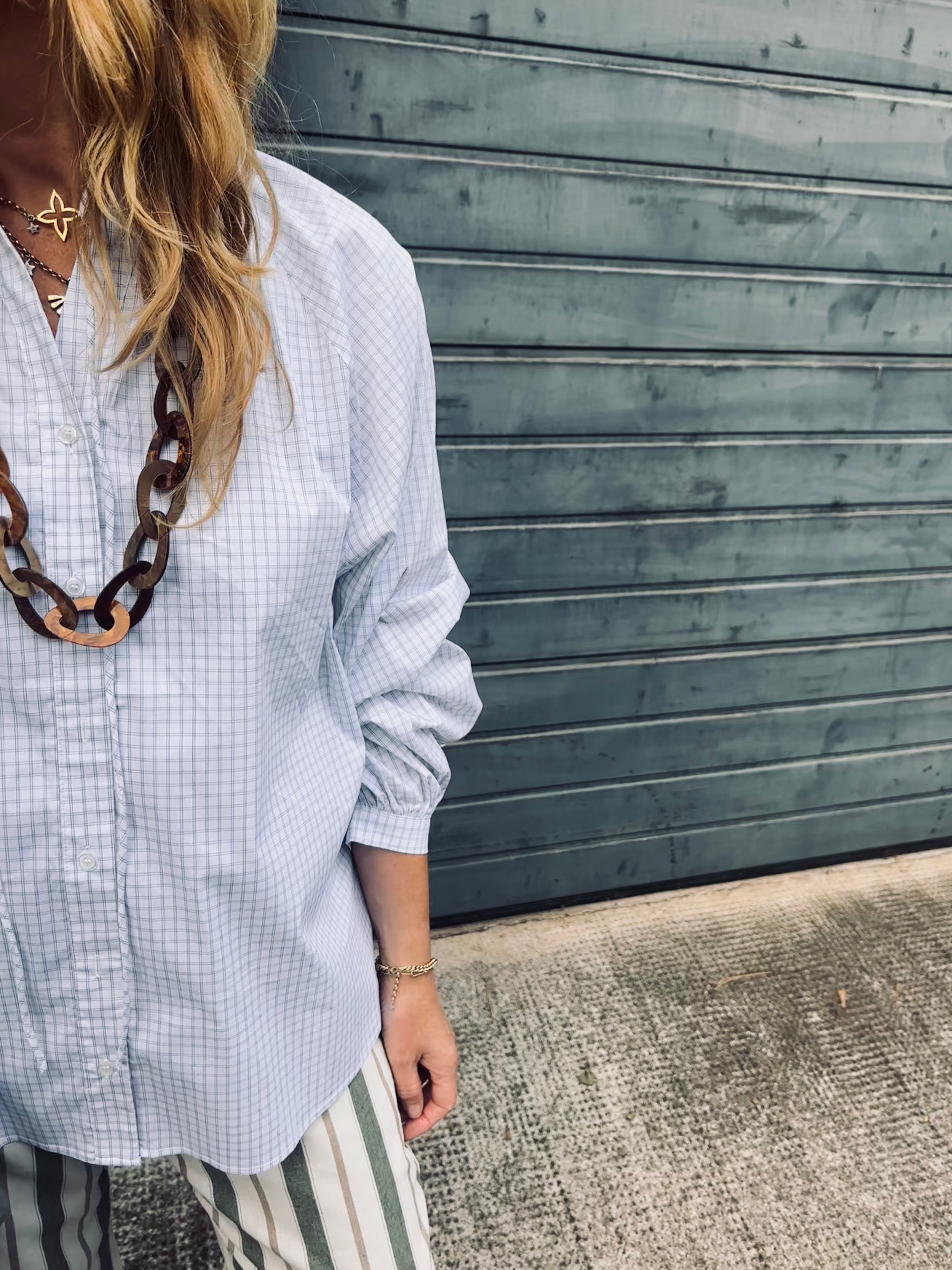 Mona Checked Blouse with Tie Neck (ONE SIZE)