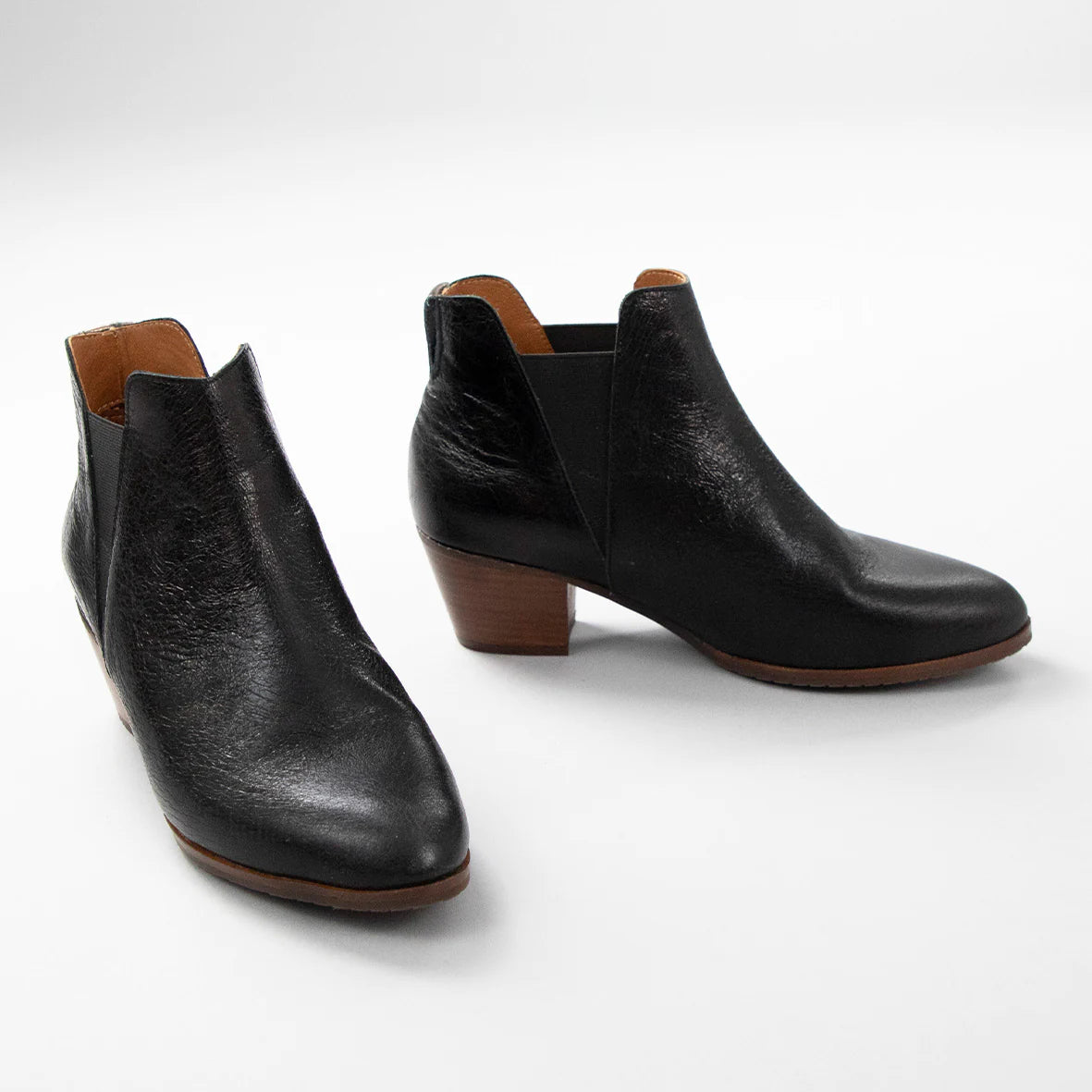 Esska Ginny Leather Black Block Heel Ankle Boot