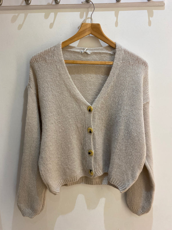 Trudy Mohair Cardigan in Biscuit