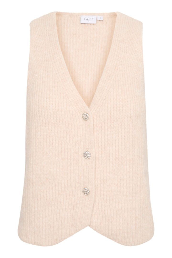 Saint Tropez Cream Waistcoat with Sparkly Buttons
