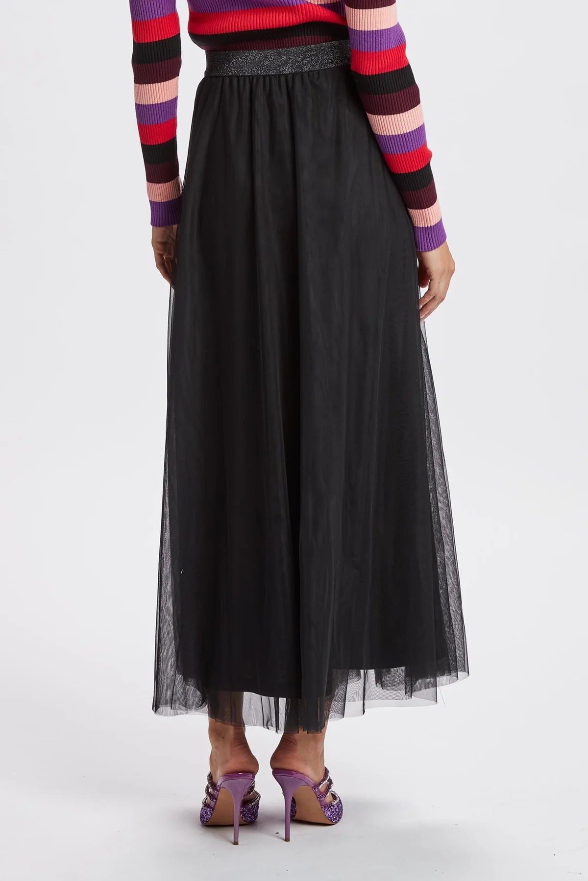 Nümph Nuea Tulle Maxi Skirt in Caviar Black
