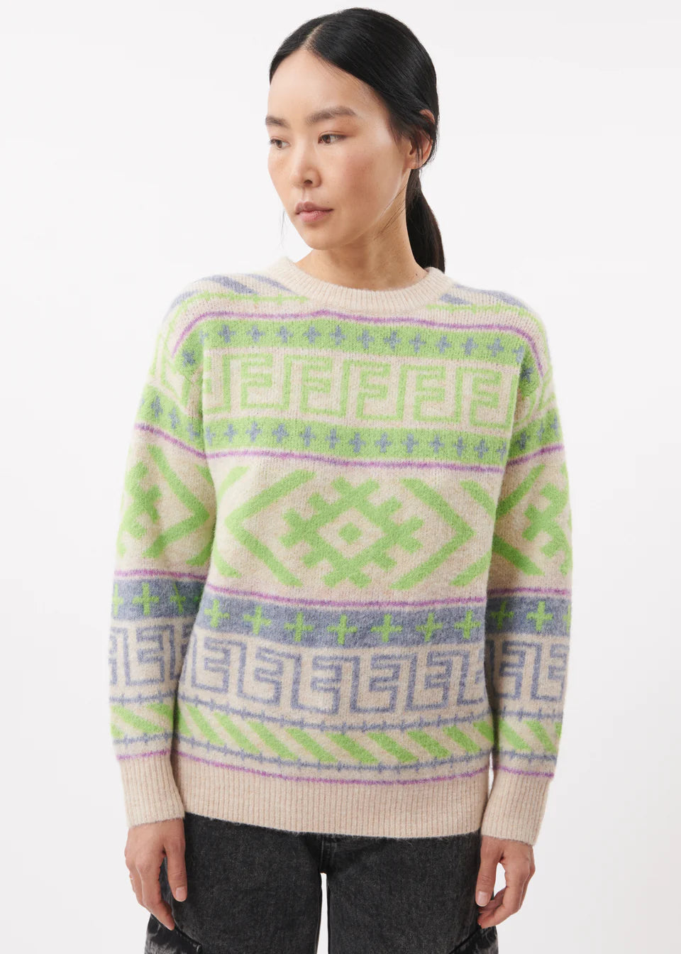 FRNCH Citore Patterned Knit In Aztec Green