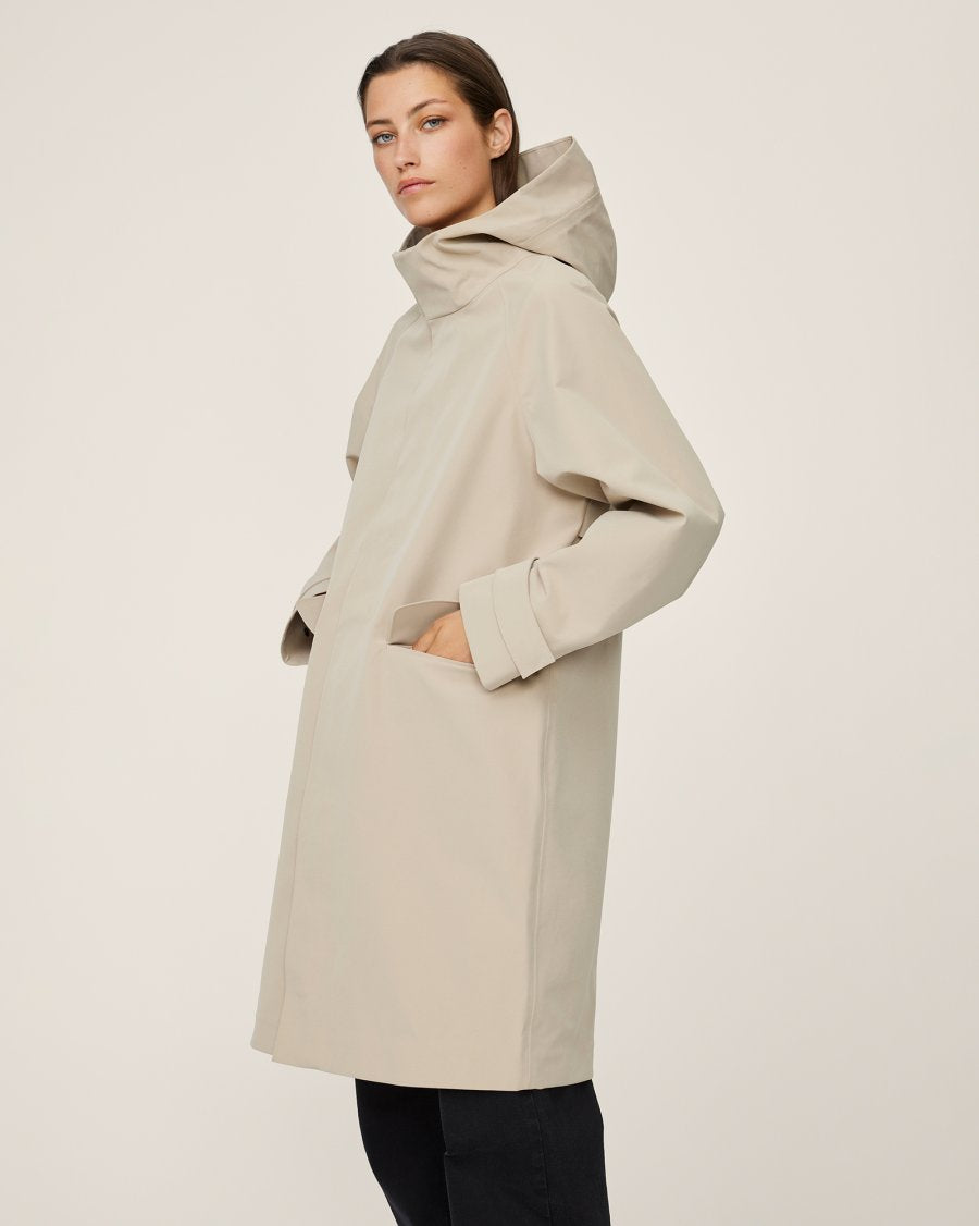 MSCH Malan Hooded Raincoat In Trench Coat Beige