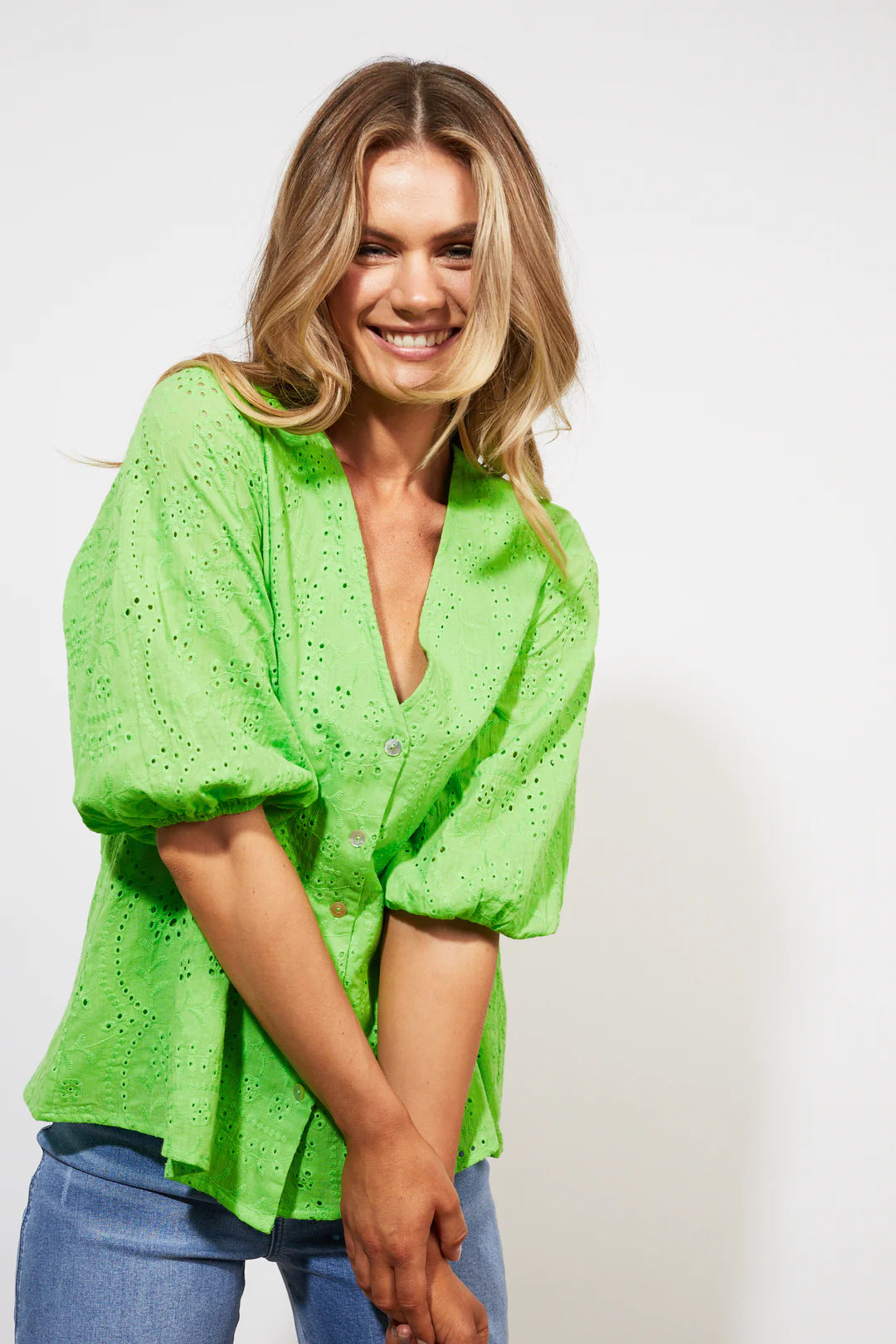 Haven Naxos Blouse In Limeade
