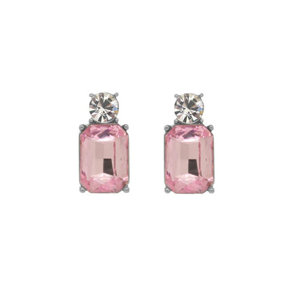 Mini Gem Earrings In Pink And Clear