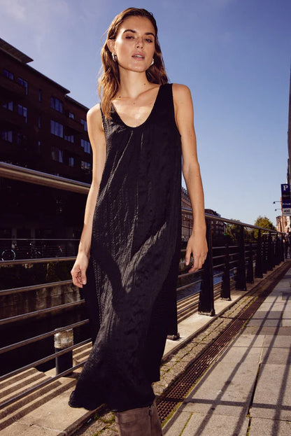 Samara Satin Tank Dress In Black