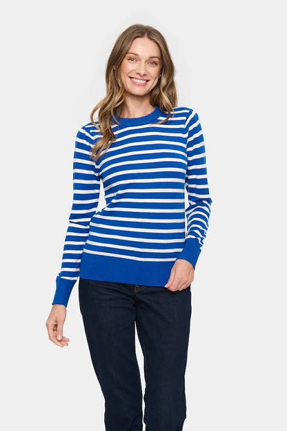 Saint Tropez Fikam Long Sleeve Pullover In Surf Blue