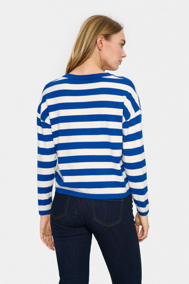 Saint Tropez Fikam V-Kneck Pullover In Surf Blue