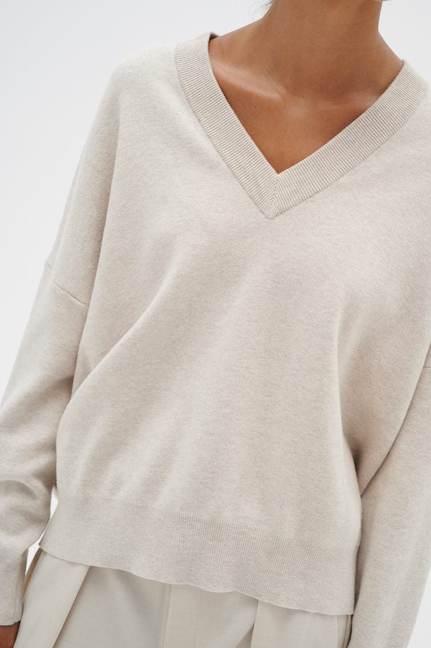 InWear Foster V-neck Pullover In Taupe Melange