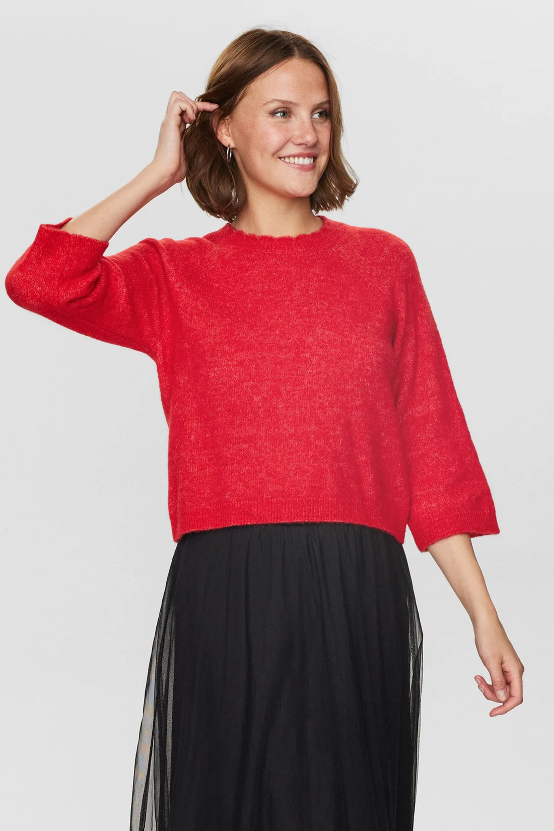 Numph Nuriette Selma Knit in High Risk Red