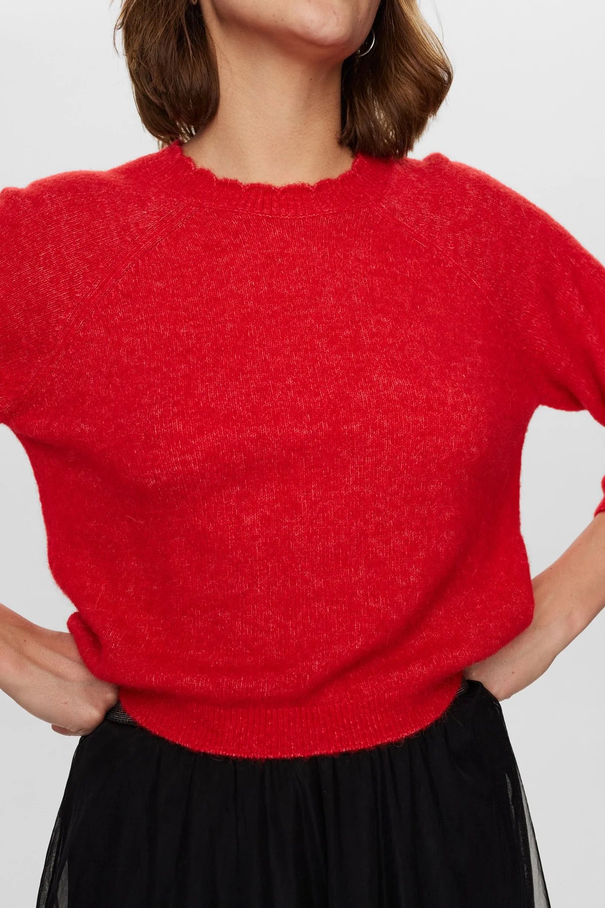 Numph Nuriette Selma Knit in High Risk Red