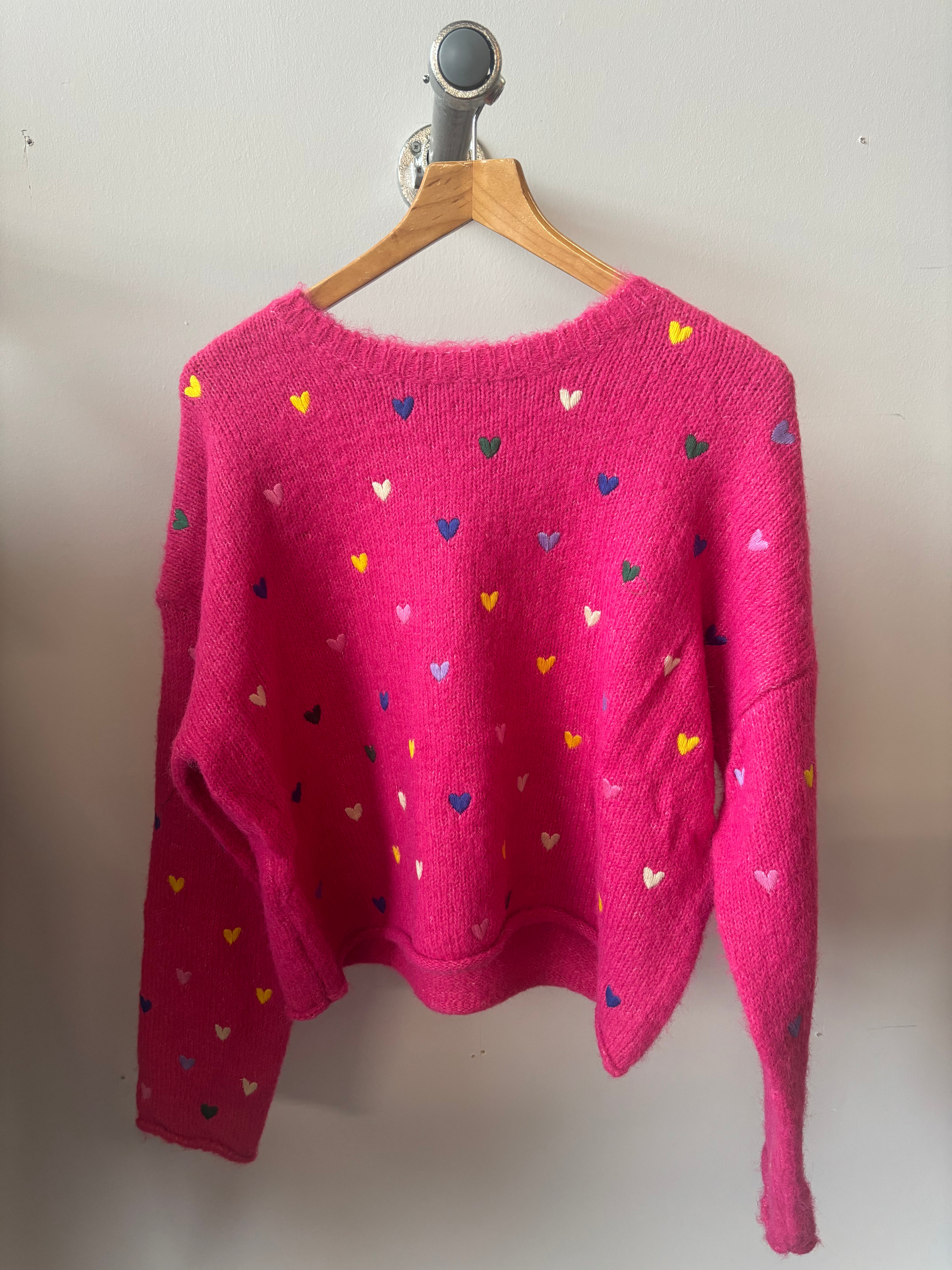 Heart Rainbow Knit in Pink