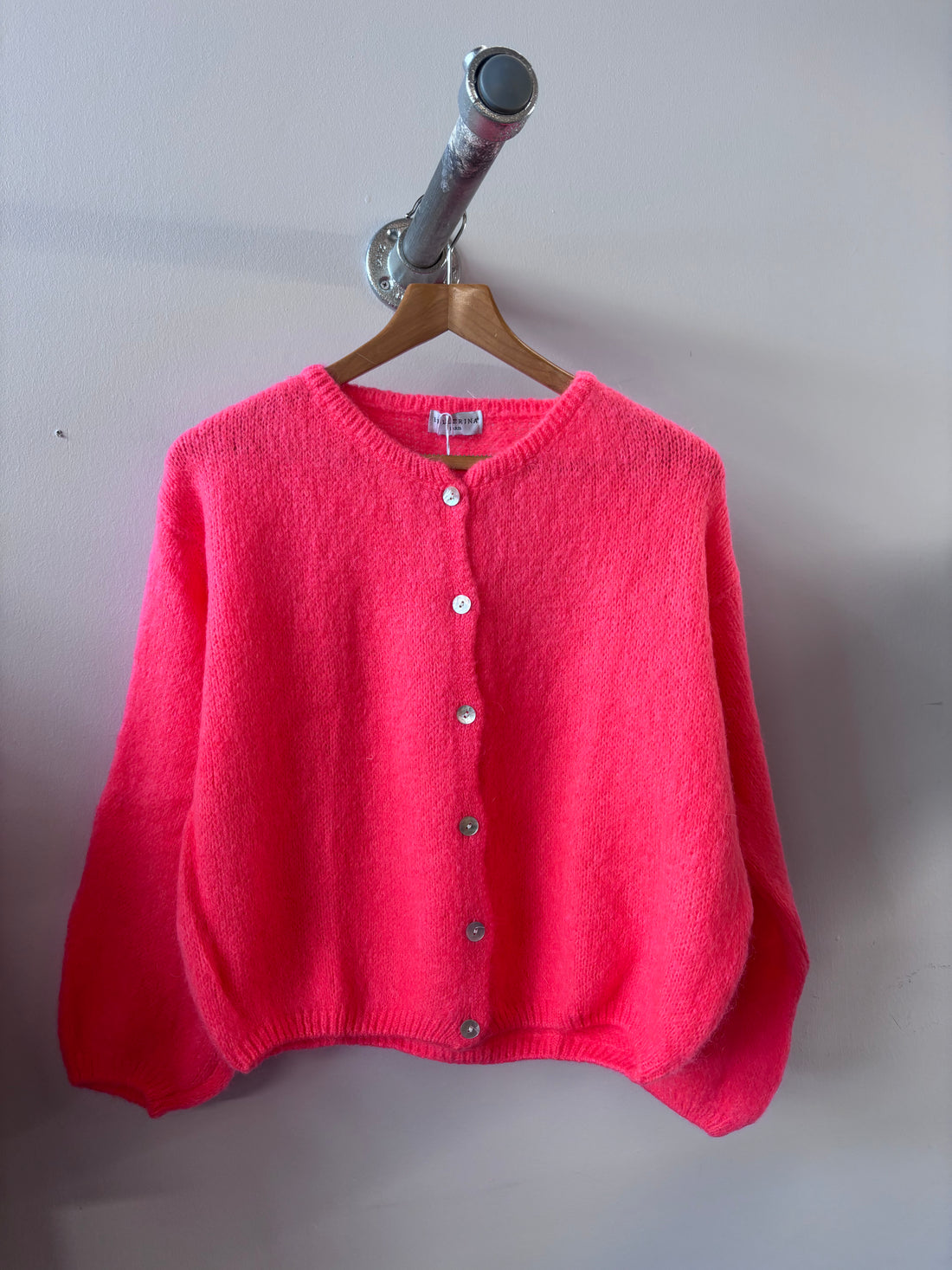Tilly Mohair Cardigan in neon Coral(Long Sleeved) (ONE SIZE)