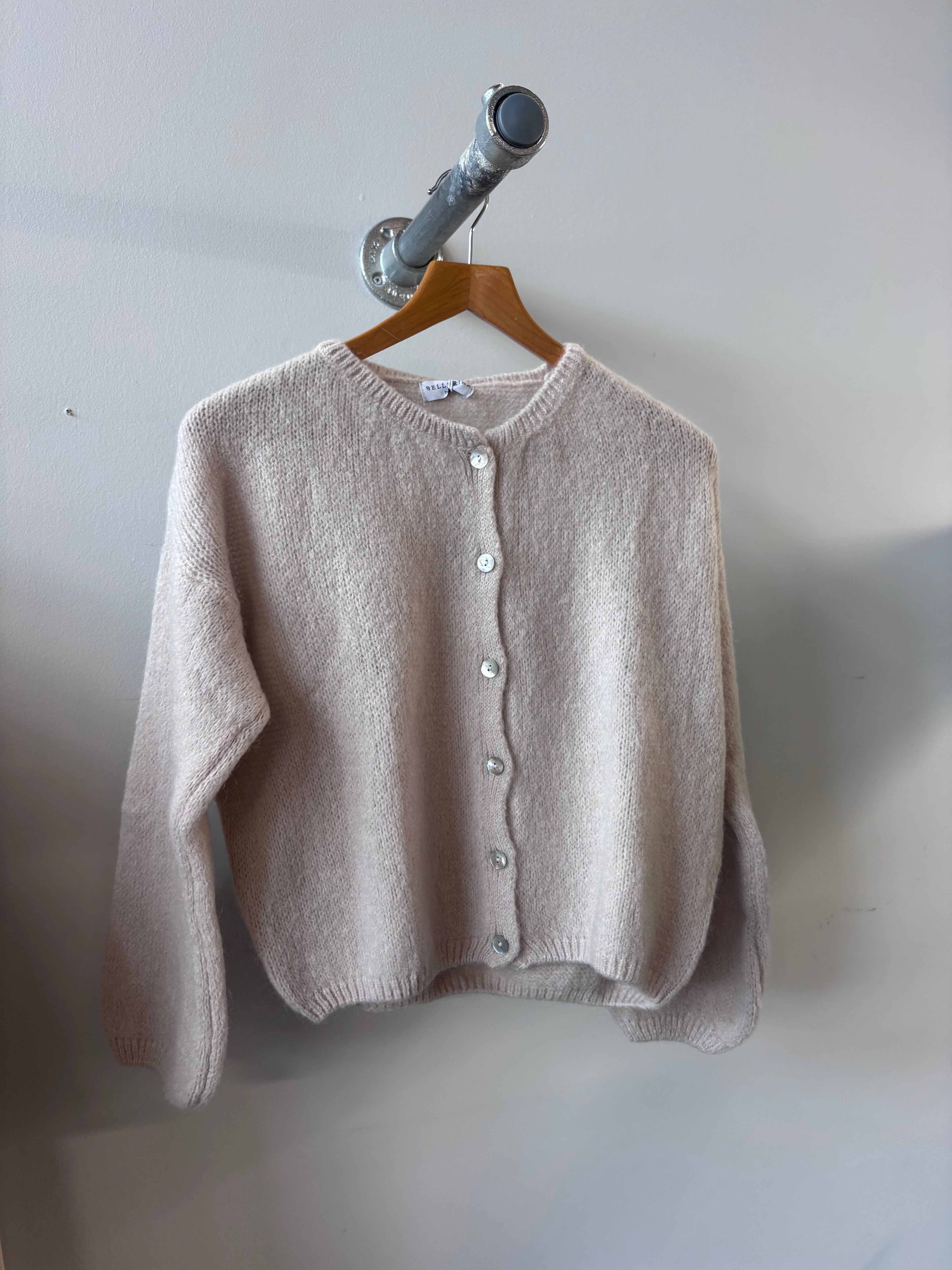 Tilly Mohair Cardigan in Stone (ONE SIZE) long sleeve