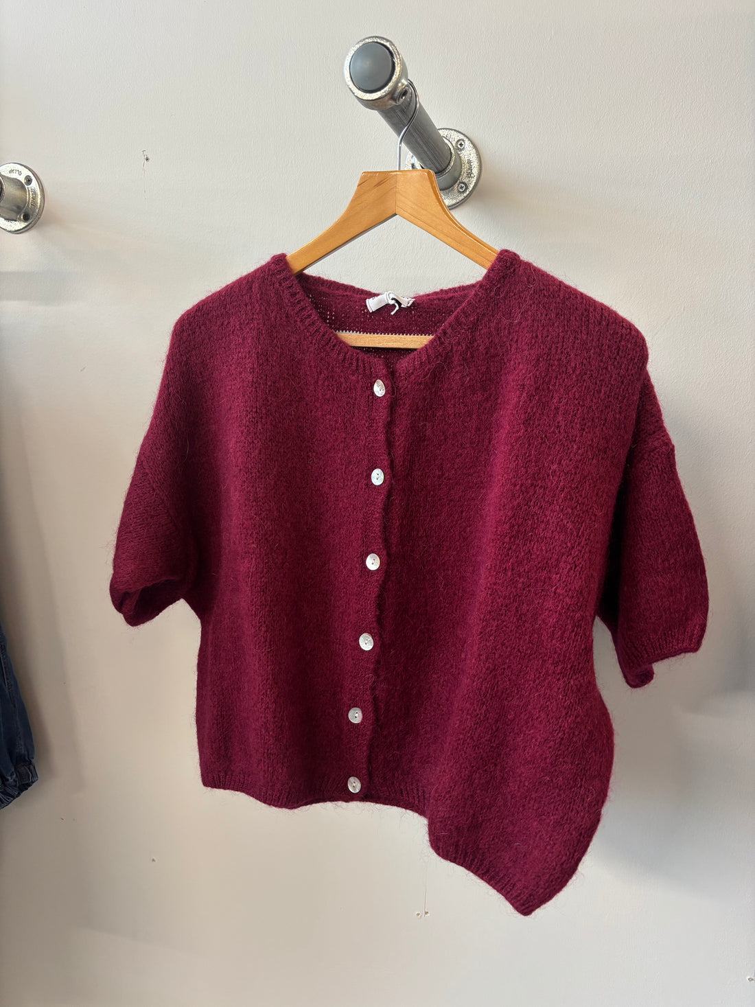 Tilly Mohair Cardigan in Wine (ONE SIZE)
