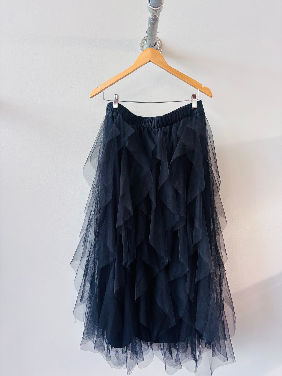 Maxi Tulle Skirt- Black, Layered Frills