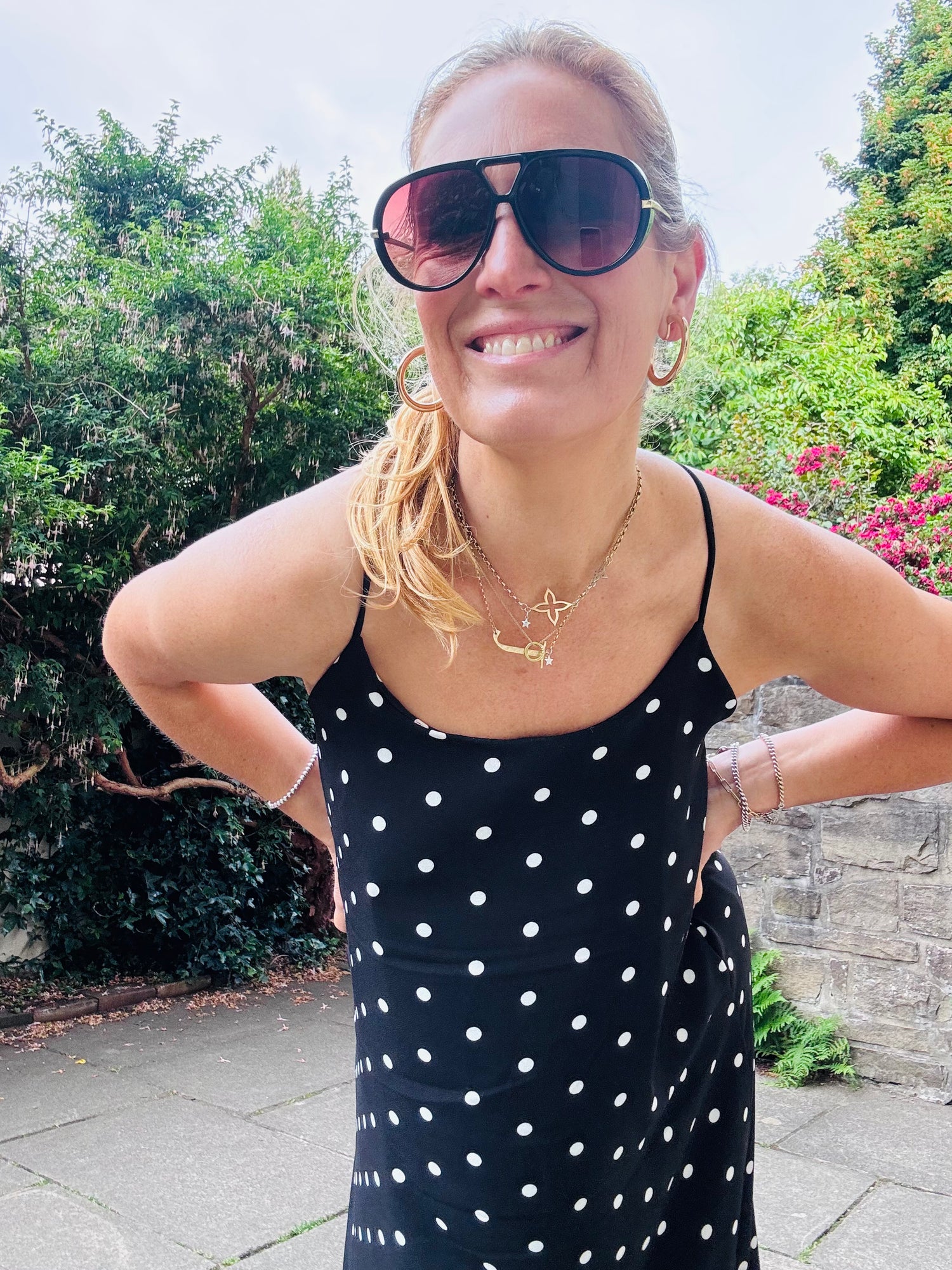 Spotty black sun dress (one size)