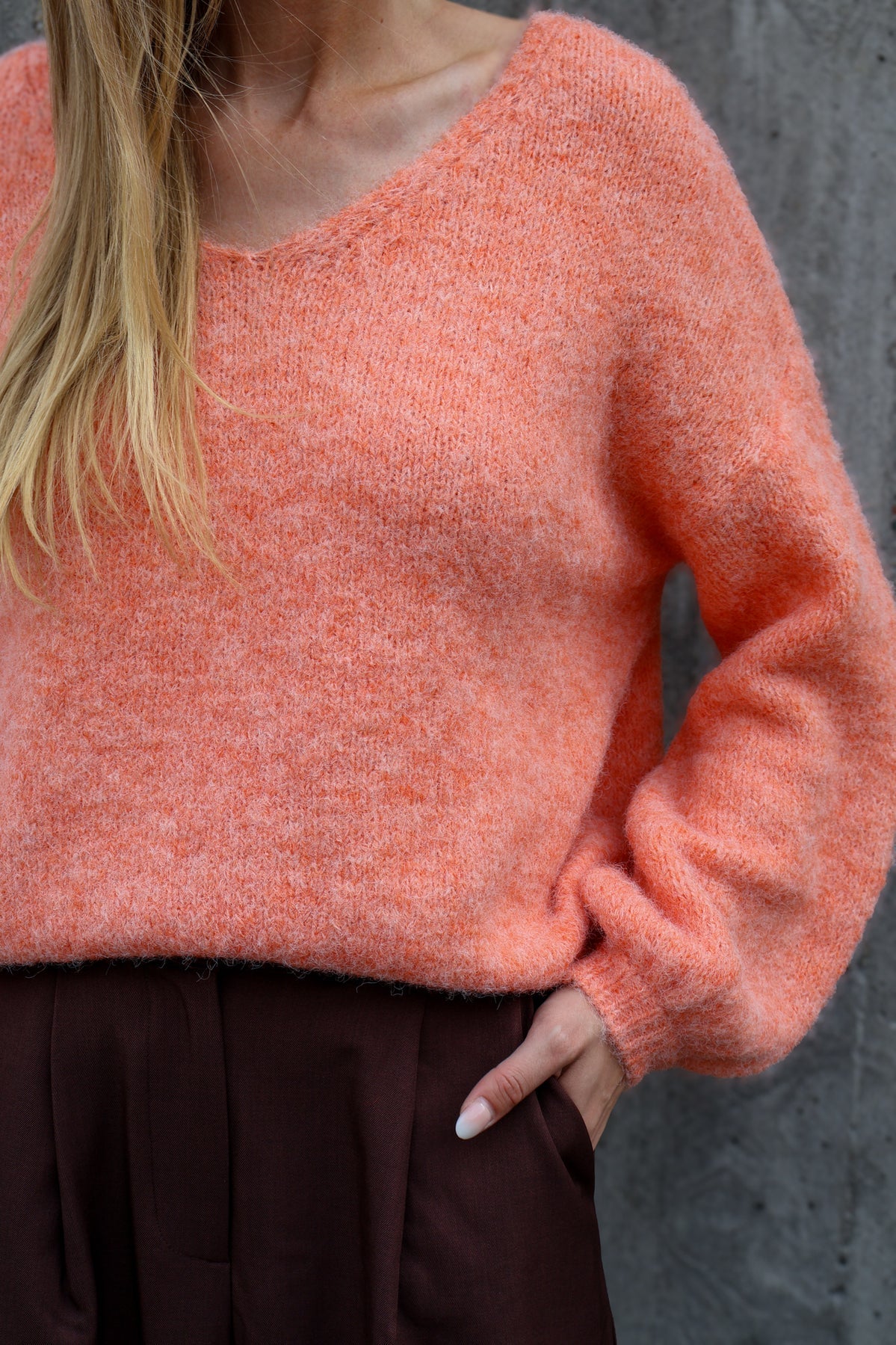 A-View Inge V-neck Knit - Orange