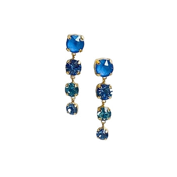 Four Gem Drop Earrings in Blue